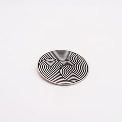 Marina Apollonio 1966 Paris Enamelled Op-Art Brooch Pendant In Sterling Silver