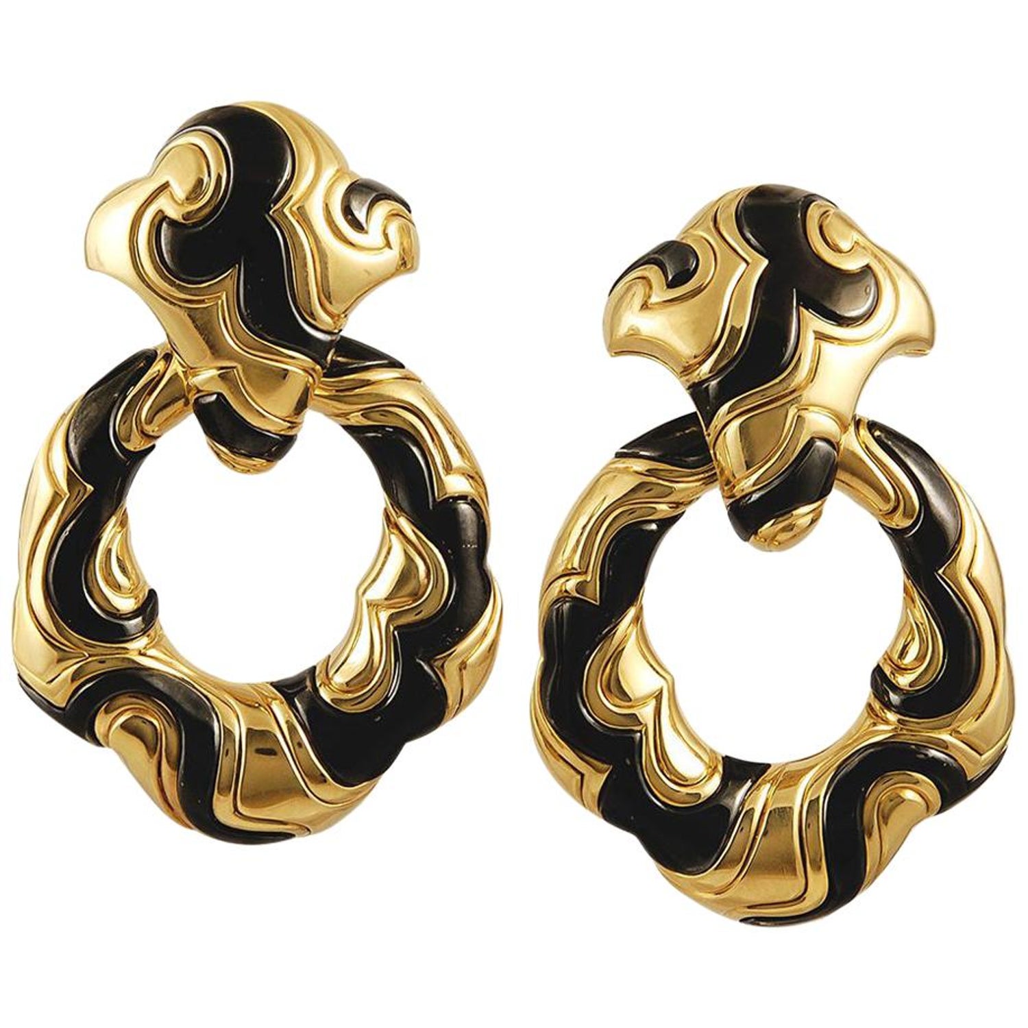 Sine Hoop Earrings in Gold & Tourmaline