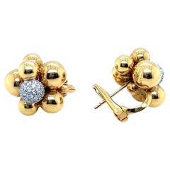 Marina B 18 Karat Yellow and White Gold and Diamond Mini Atomo Earrings