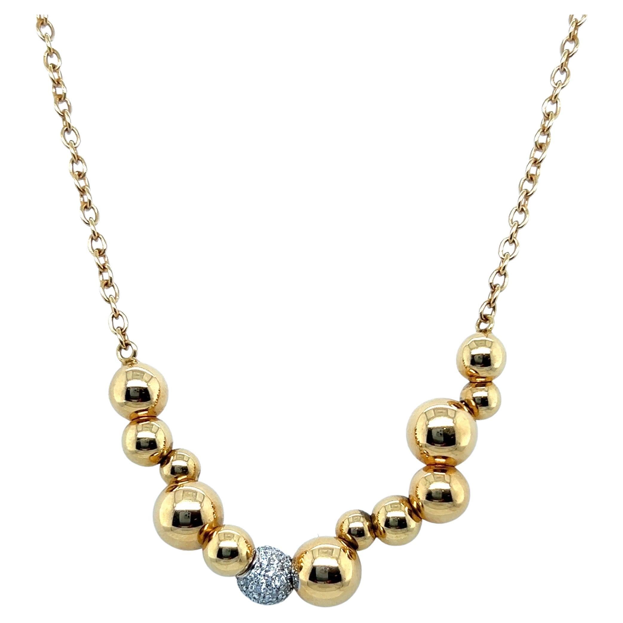 Marina B 18 Karat Yellow and White Gold and Diamond Mini Atomo Necklace For Sale
