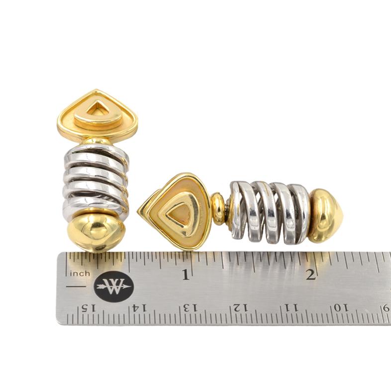 Marina B 18 Karat Yellow and White Gold Earring Clips, circa 1980 For Sale 1