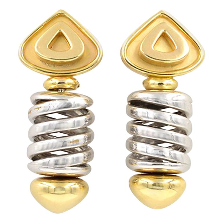 Marina B 18 Karat Yellow and White Gold Earring Clips, circa 1980 For Sale