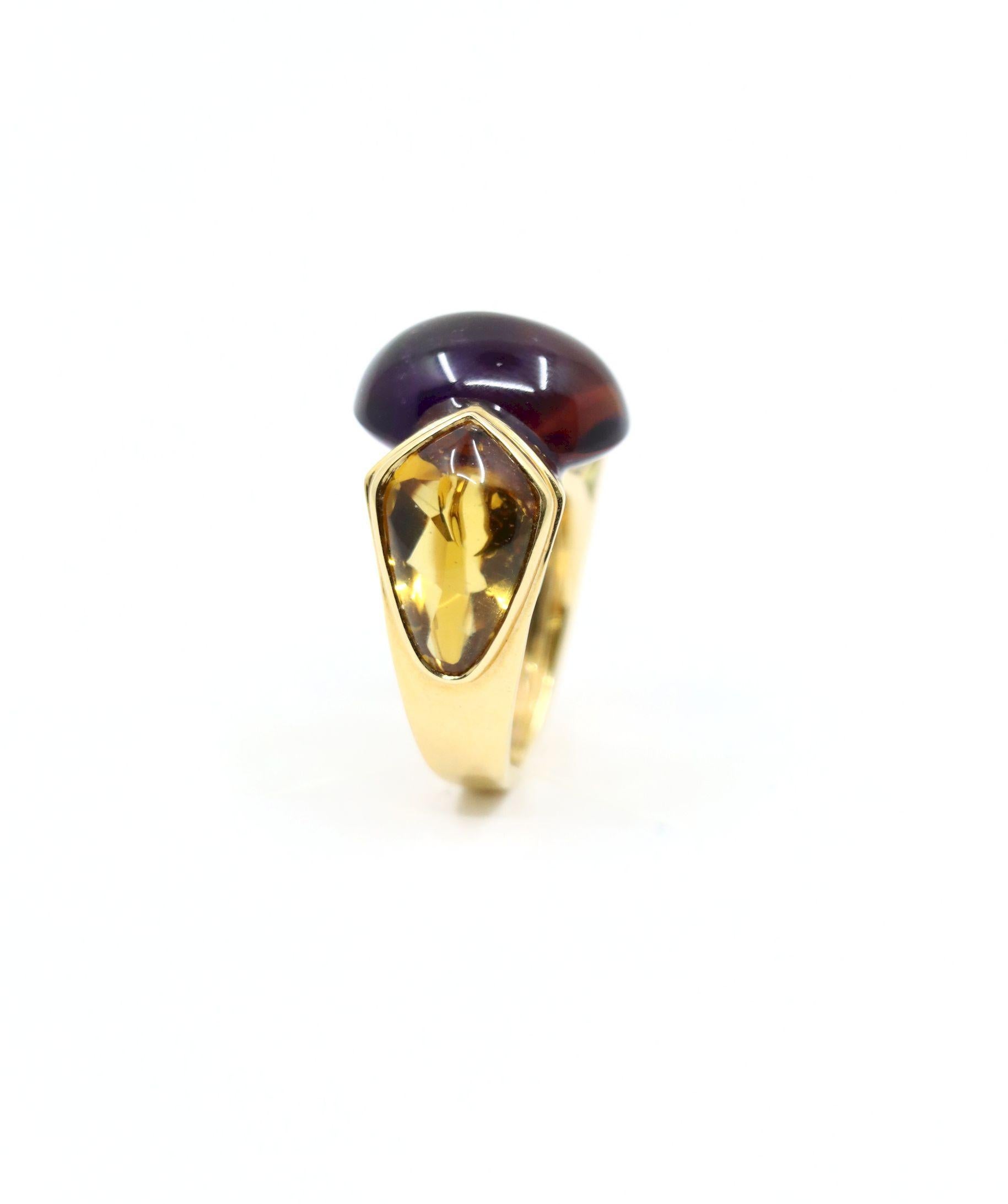 Marina B. Anello in oro 18 carati con ametista, citrino e peridoto

Contrassegnato:
Marina B.

Dimensioni approssimative:
5,25 (misura dell'anello) 
16 mm (Ametista)
13,5 grammi di peso.

** I diamanti e le pietre colorate sono misurati nella misura