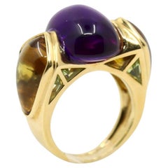 Marina B. Anillo de oro de 18 quilates con amatista, citrino y peridoto