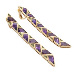 Marina B, 18K Gold Amethyst Peridot Earrings