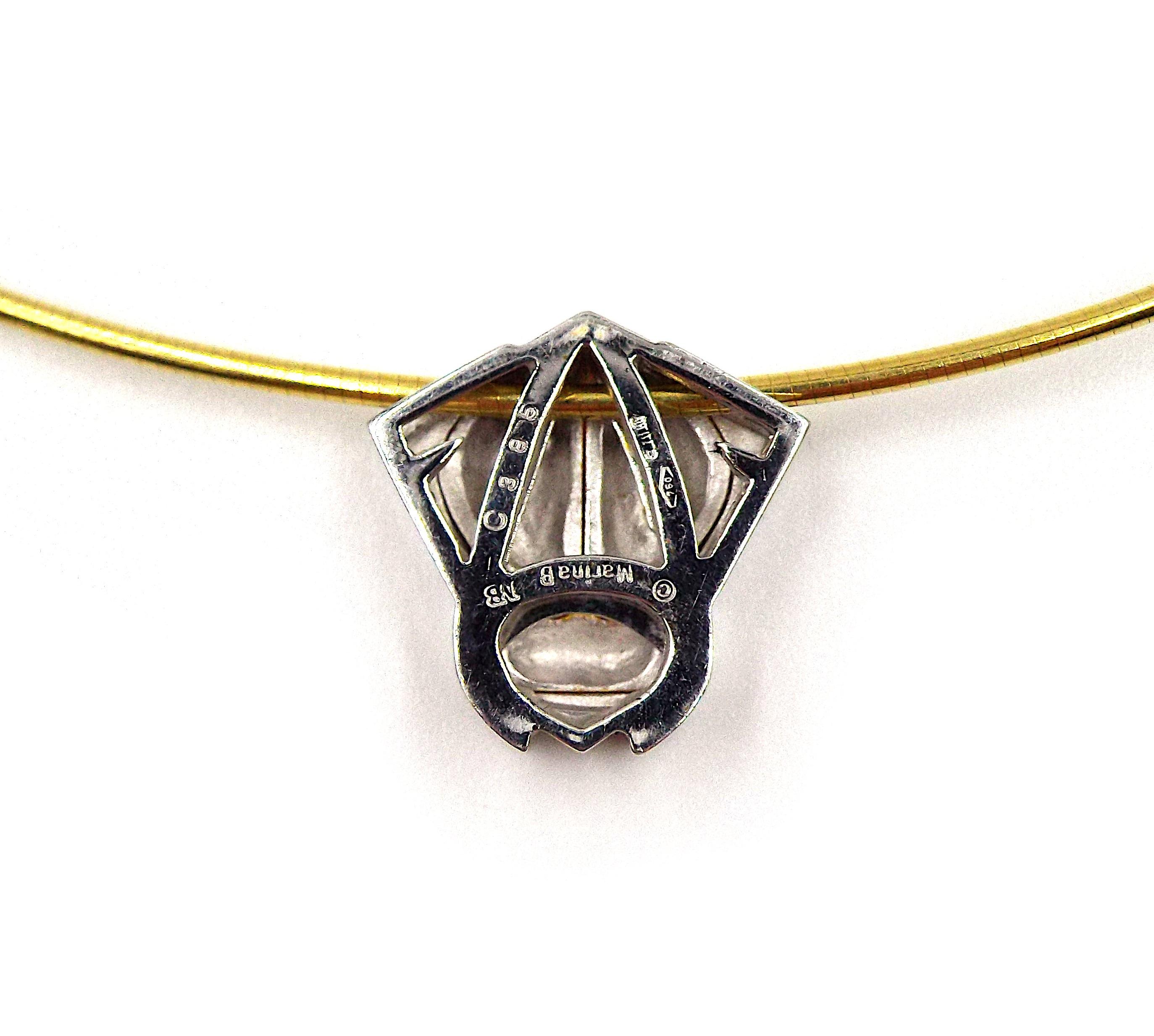 Marina B 18K Gold Beetle Pendant Choker Necklace In Good Condition For Sale In New York, NY