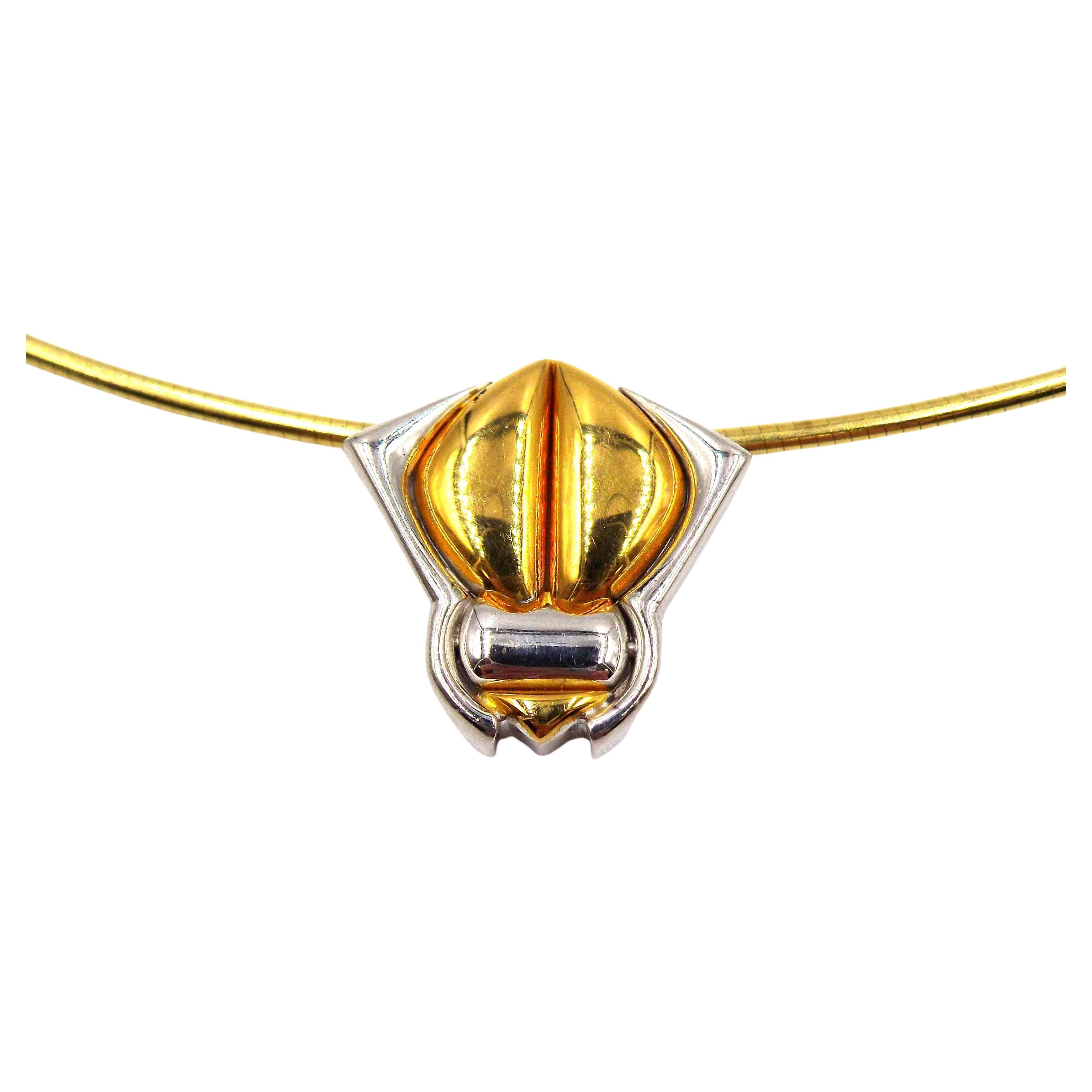 Marina B 18K Gold Beetle Pendant Choker Necklace For Sale