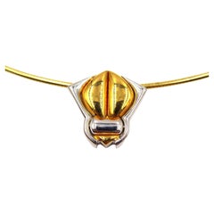 Vintage Marina B 18K Gold Beetle Pendant Choker Necklace