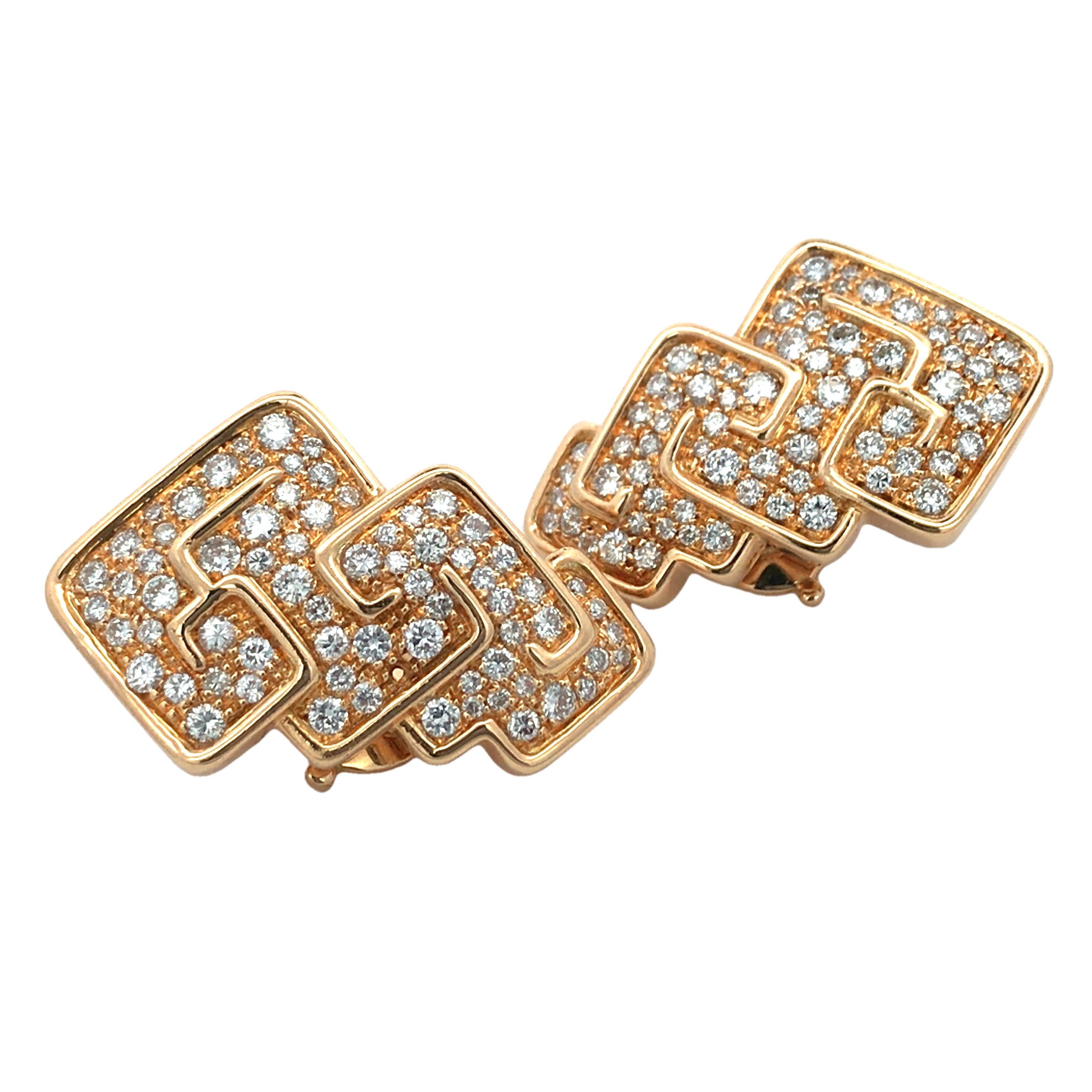 Round Cut Marina B, 18K Gold Diamond Earrings For Sale