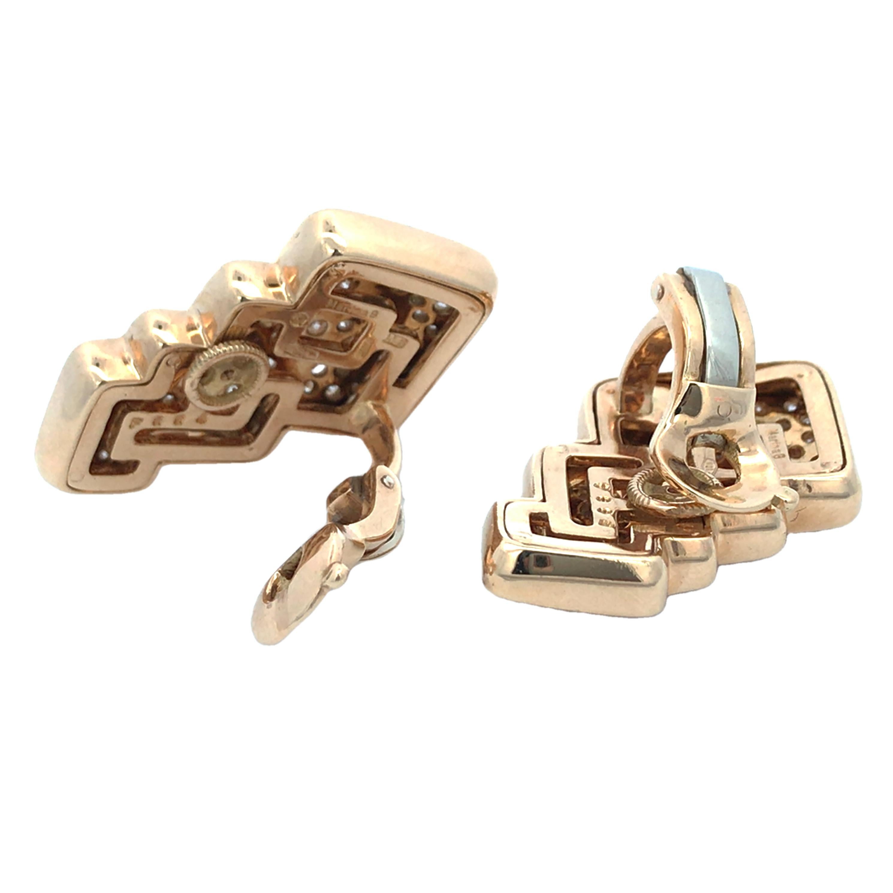 Marina B, 18K Gold Diamond Earrings In Good Condition For Sale In New York, NY