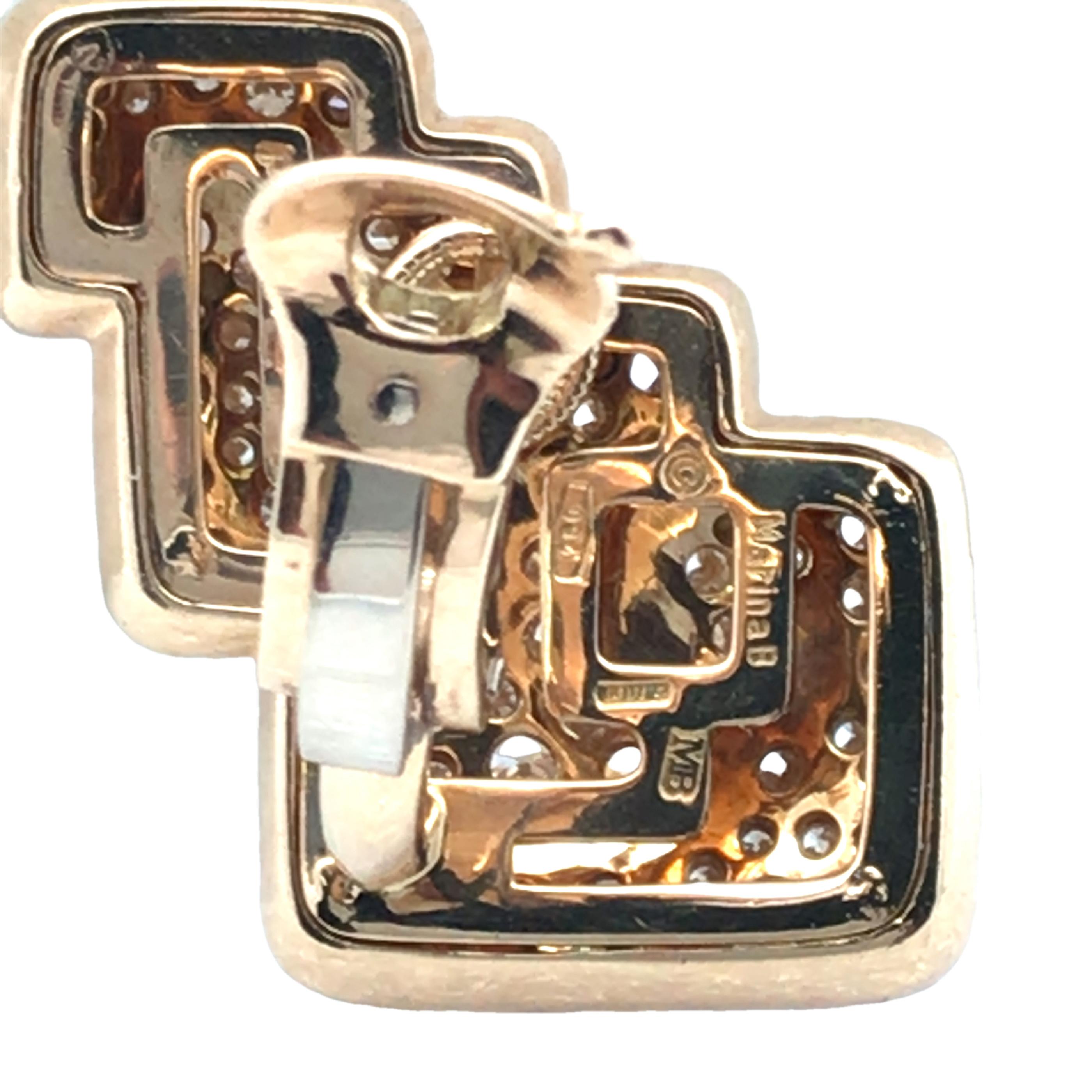Women's or Men's Marina B, 18K Gold Diamond Earrings For Sale