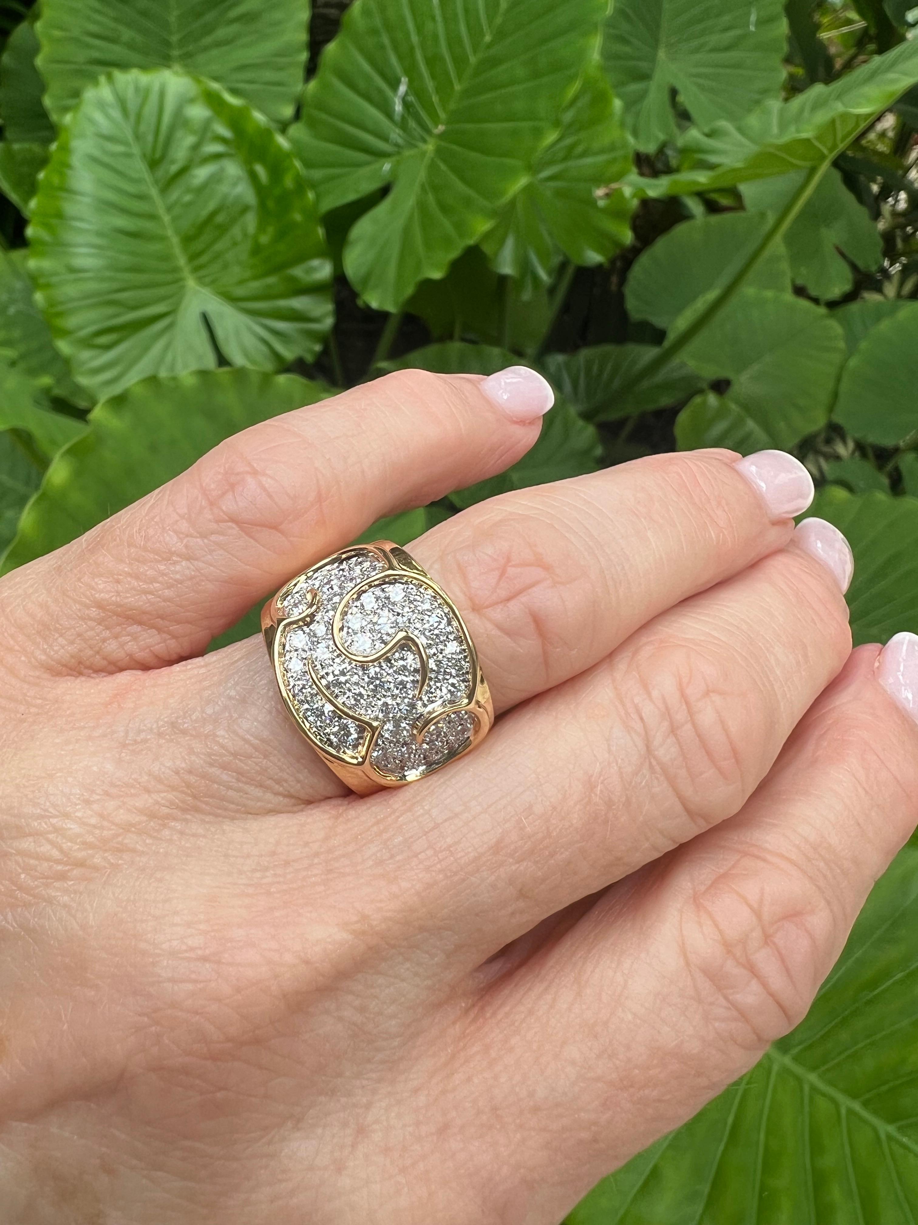 Marina B 18k Yellow Gold Diamond Onda Wide Band Ring 1