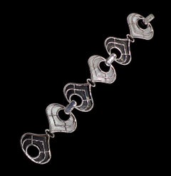 Marina B 18K White Gold Diamond Onyx Mother of Pearl Bracelet