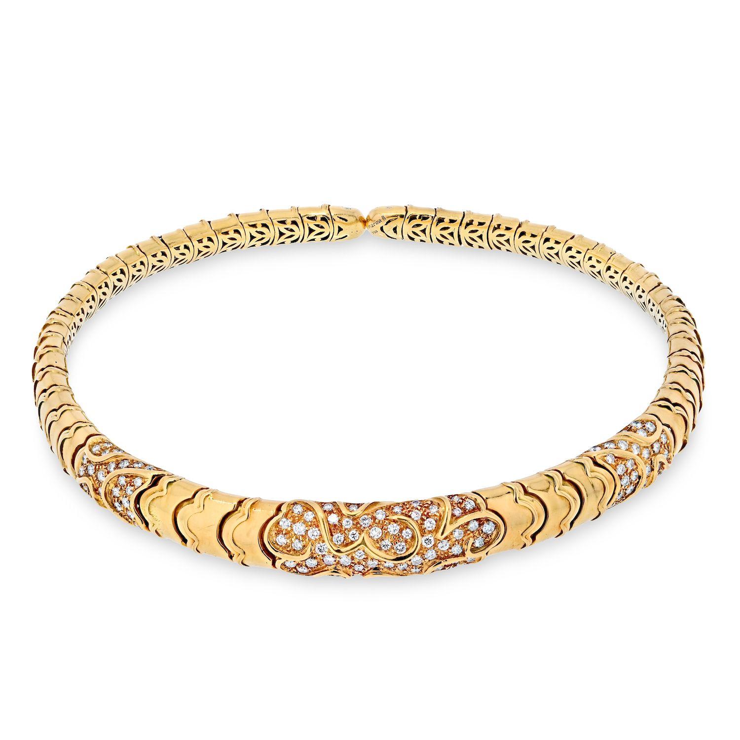 Modern Marina B. 18K Yellow Gold 4.50 Carat Diamond Choker Necklace