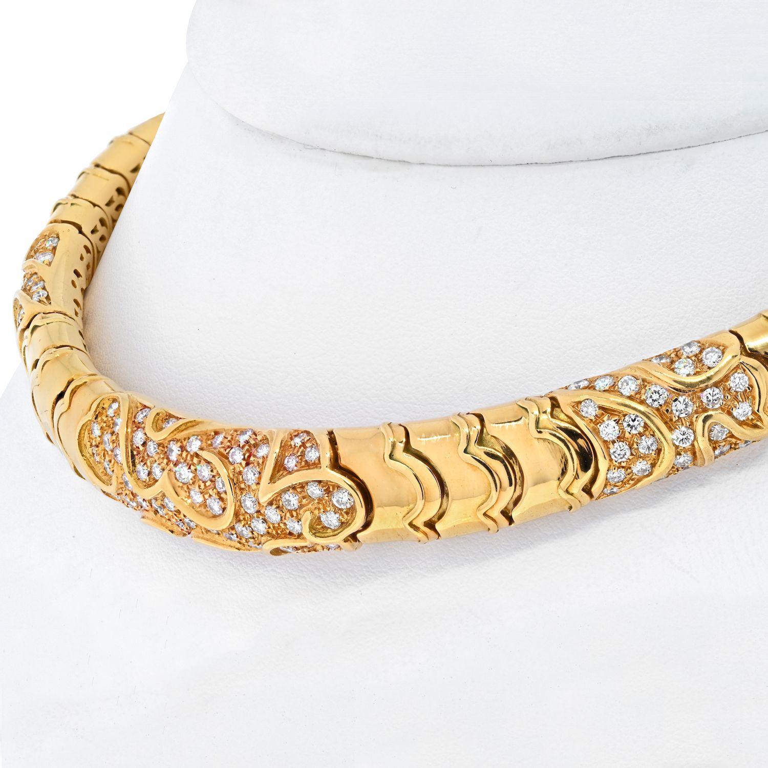 Round Cut Marina B. 18K Yellow Gold 4.50 Carat Diamond Choker Necklace