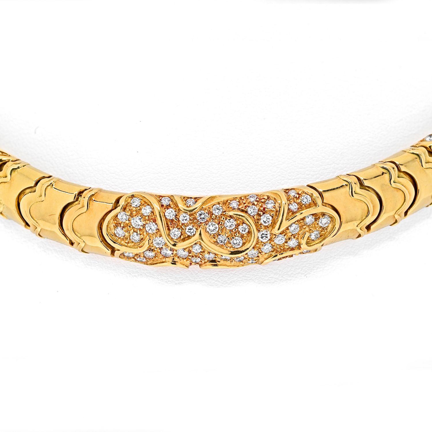 Marina B. 18K Yellow Gold 4.50 Carat Diamond Choker Necklace In Excellent Condition In New York, NY
