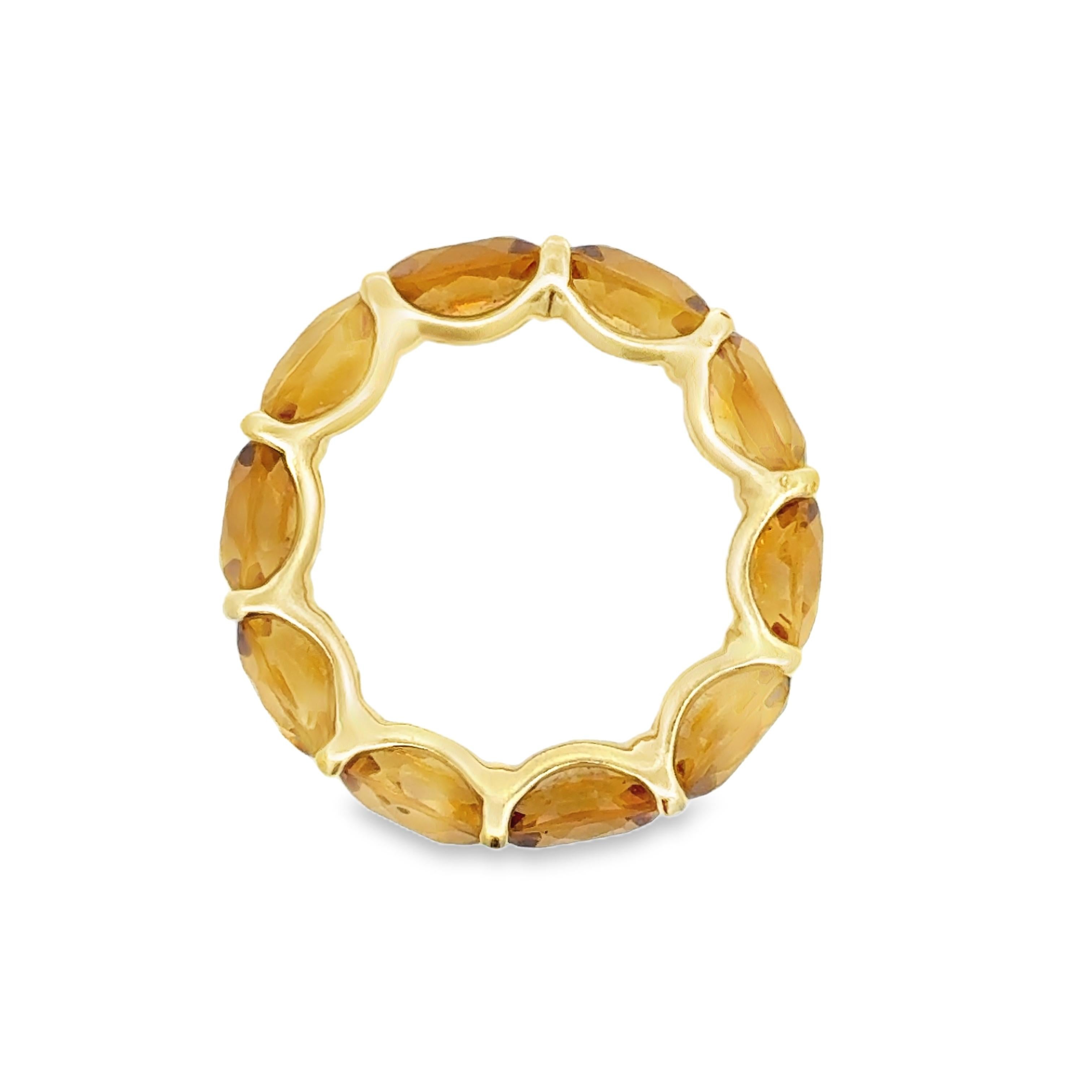 Oval Cut Marina B 18K Yellow Gold and Oval Citrine Eternity Band For Sale