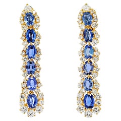Marina B. 18k Yellow Gold Diamond and Sapphire Dangling Drop Earrings