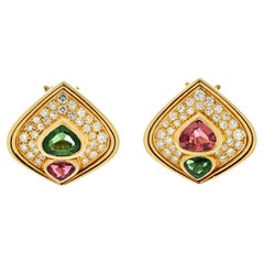 Marina B. 18K Yellow Gold Diamond and Tourmaline Earrings
