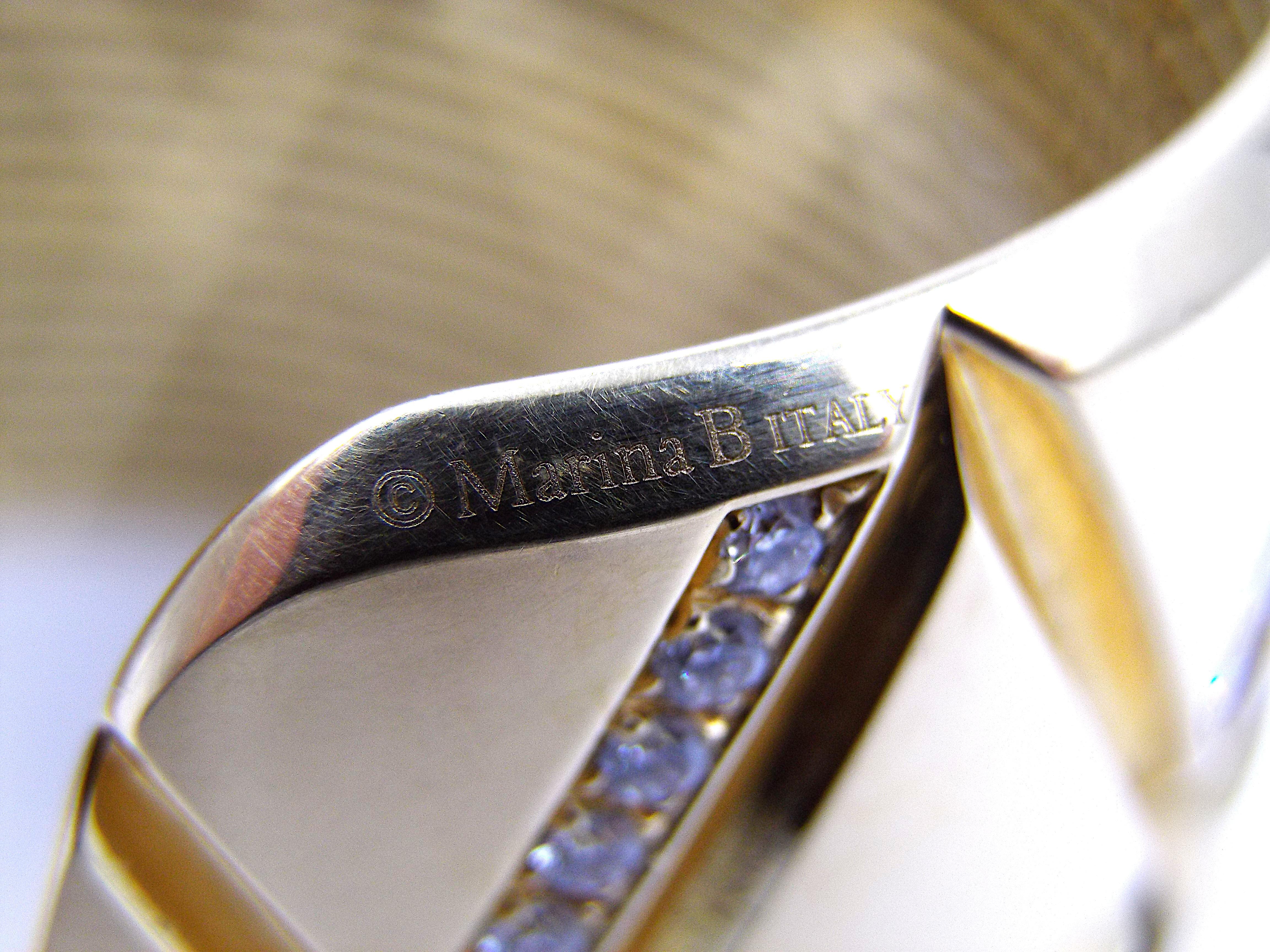 Marina B 18K Yellow Gold Diamond Cuff Bracelet In Good Condition In New York, NY