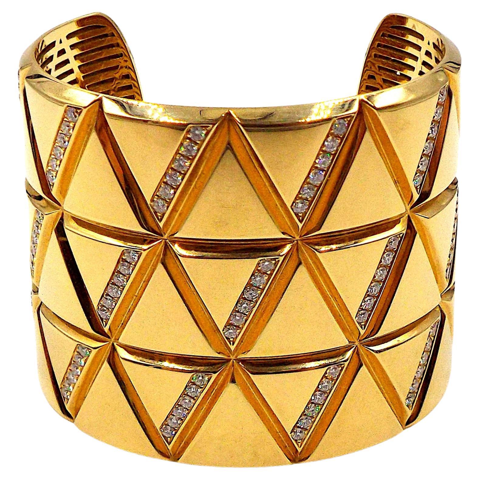 Marina B 18K Yellow Gold Diamond Cuff Bracelet