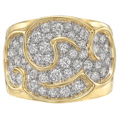Marina B 18k Yellow Gold Diamond Onda Wide Band Ring