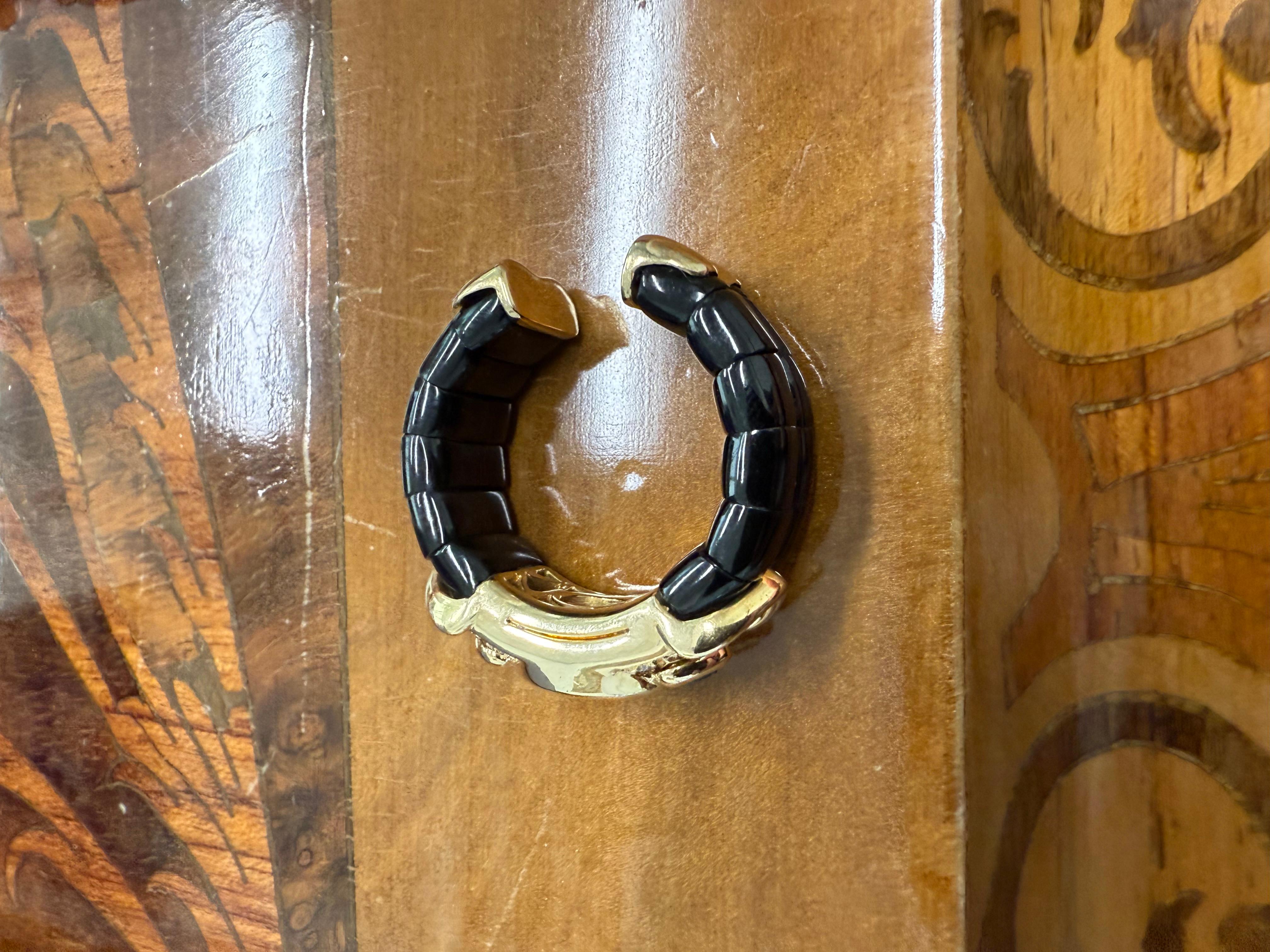 Taille ronde Marina B Bague cocktail en or jaune 18 carats, diamants, topaze, tourmaline et céramique en vente