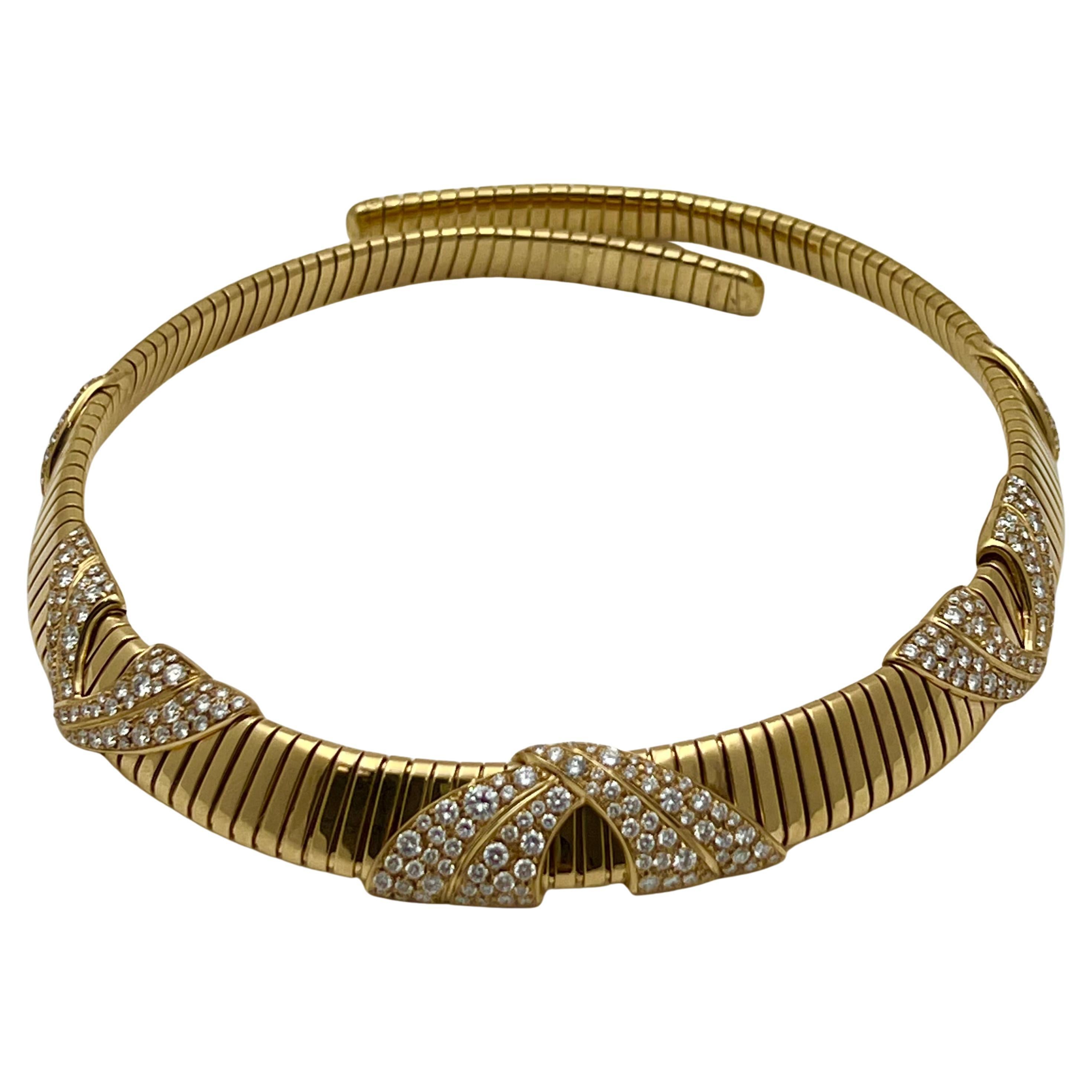 Marina B 18k Yellow Gold Diamond Tubogas Collar Necklace 1