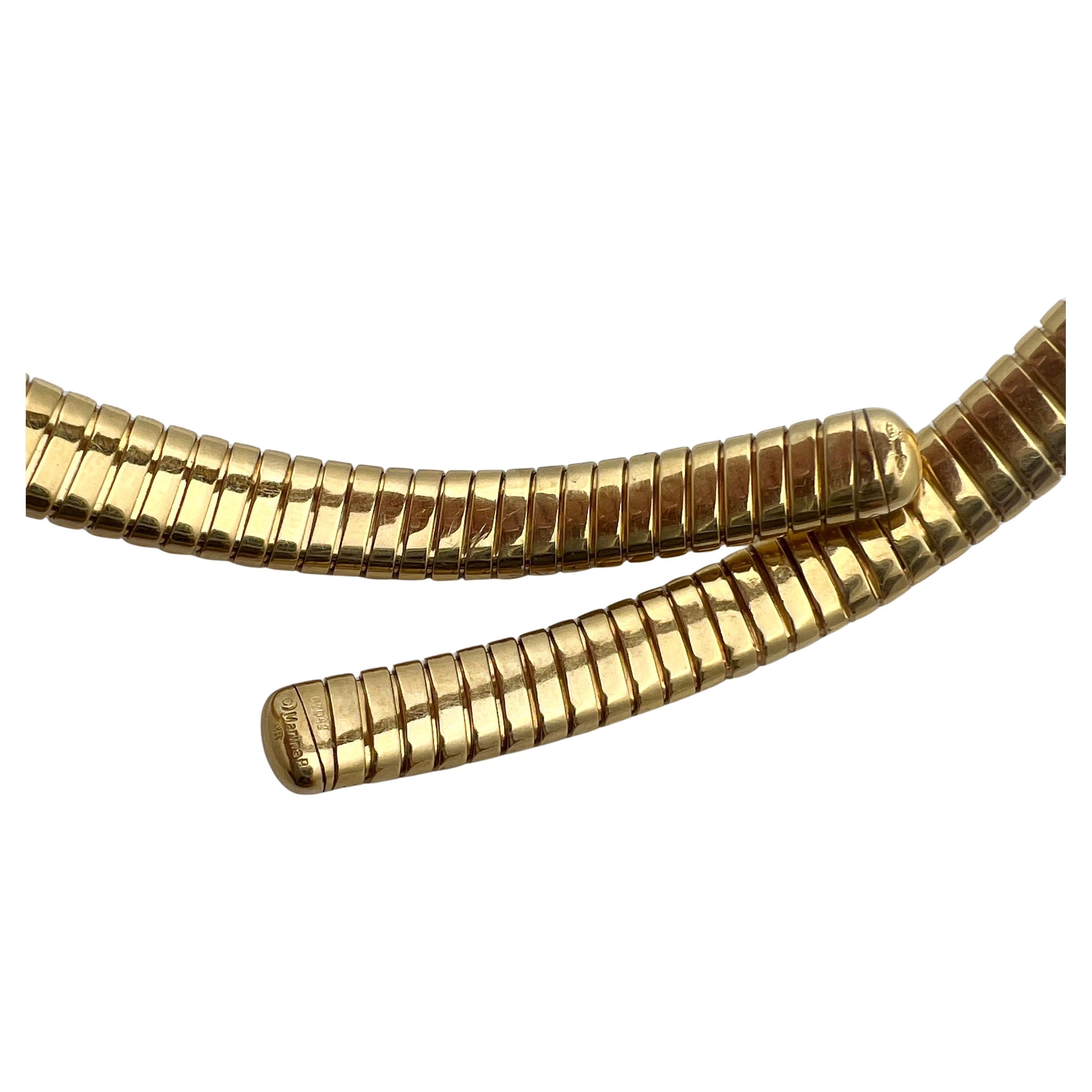 Marina B 18k Yellow Gold Diamond Tubogas Collar Necklace For Sale 1