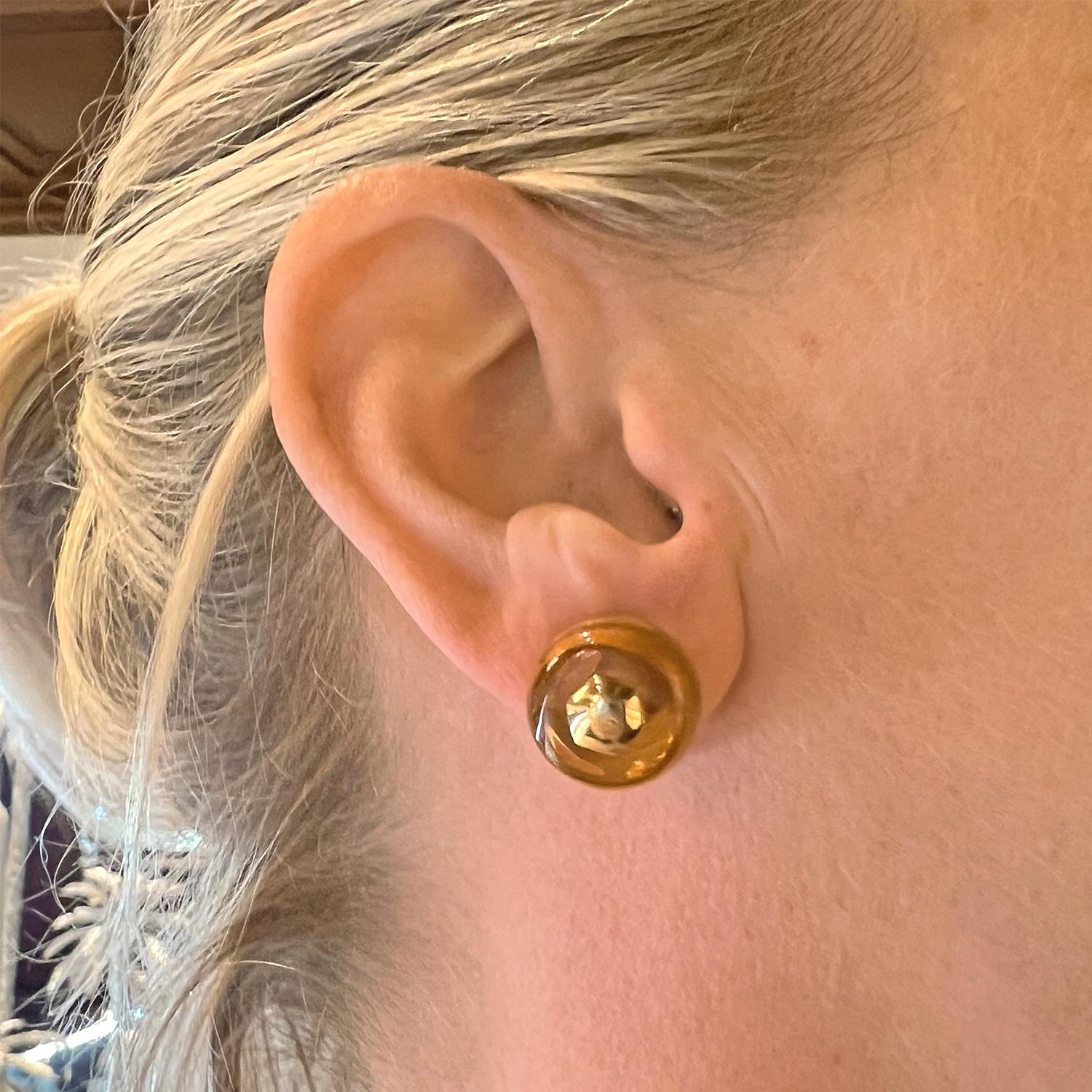 Modern Marina B. 18k Yellow Gold Interchangeable Bead Cimin Earrings