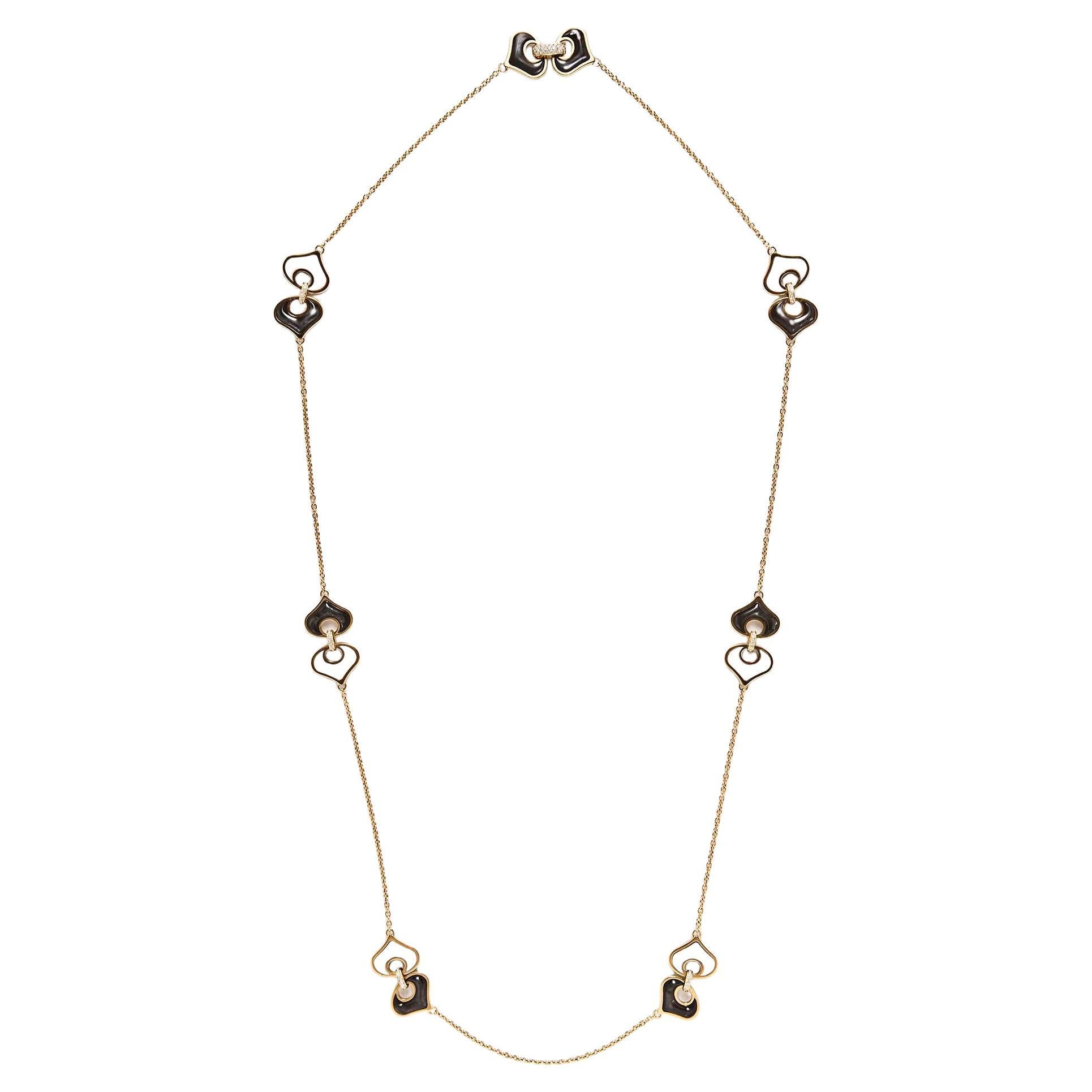Marina B 18K Yellow Gold, Mother-of-Pearl and Diamond Long Chain Necklace For Sale