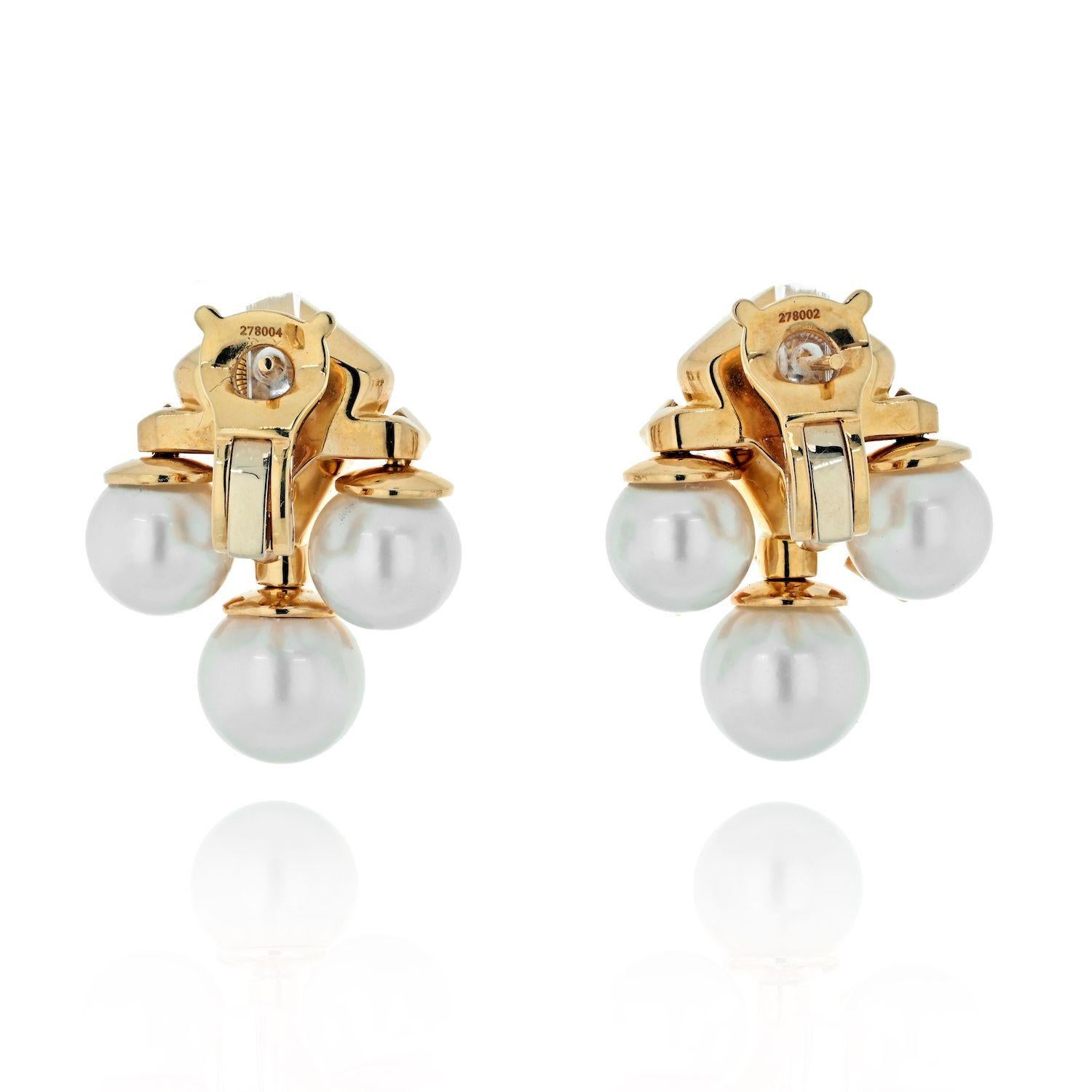 Round Cut Marina B. 18K Yellow Gold Pearl, Multicolor, Topaz, Gemmy Earrings