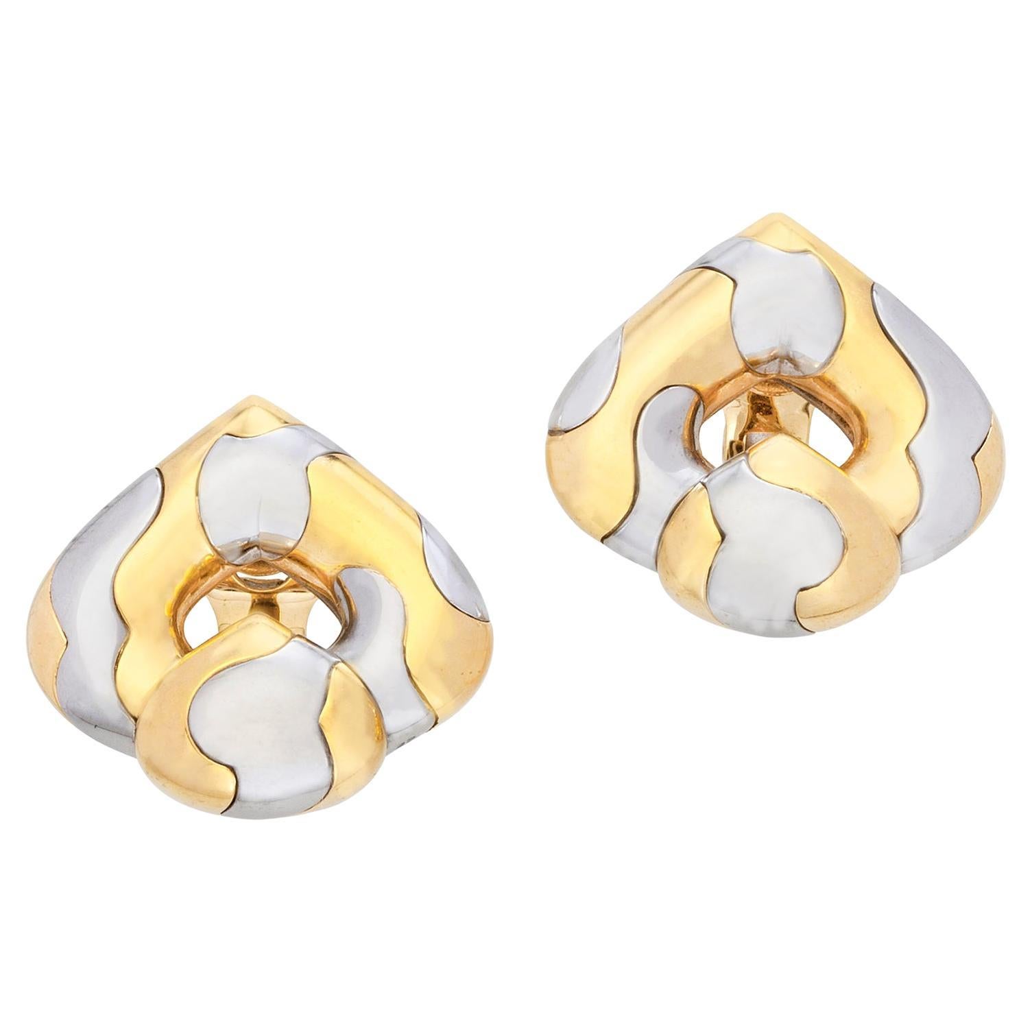 Marina B 18k Yellow Gold Steel Pardy Earrings For Sale