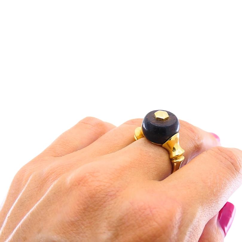 Marina B Or jaune 18k  Anneau en Wood Bon état - En vente à Beverly Hills, CA