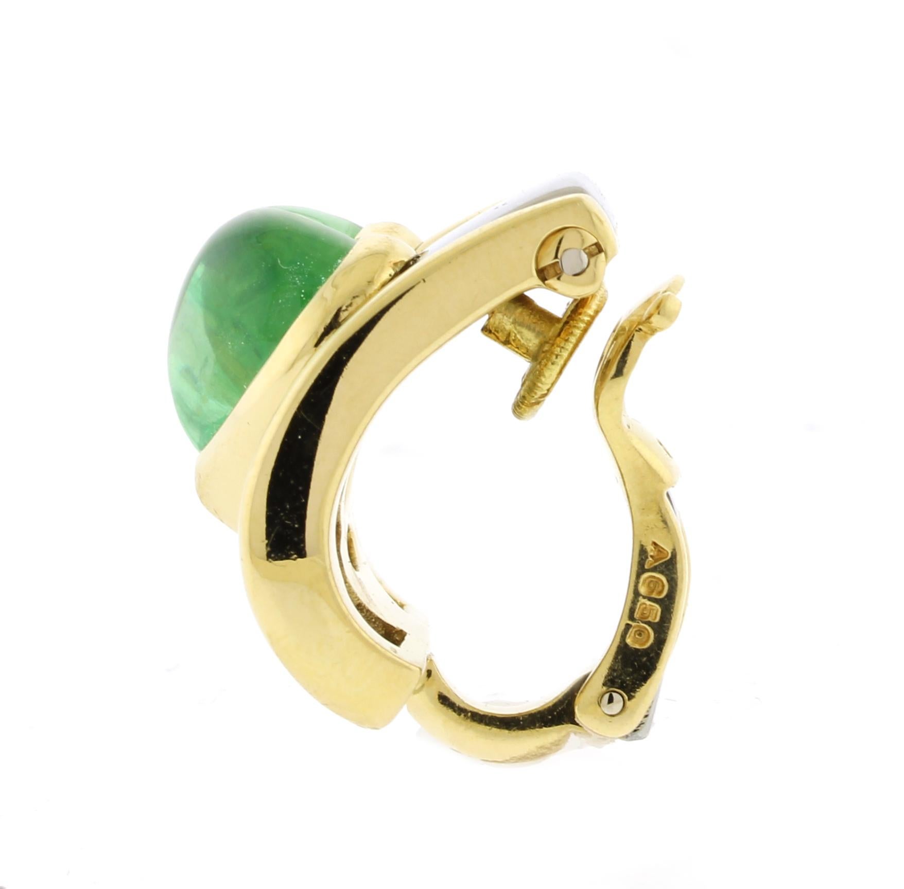 I. A. B. Orecchini in oro 18kt e acciaio con ametista verde In condizioni ottime in vendita a Bethesda, MD