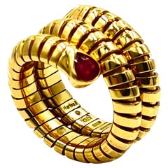 Marina B 18kt Yellow Gold Ruby Trisola Ring