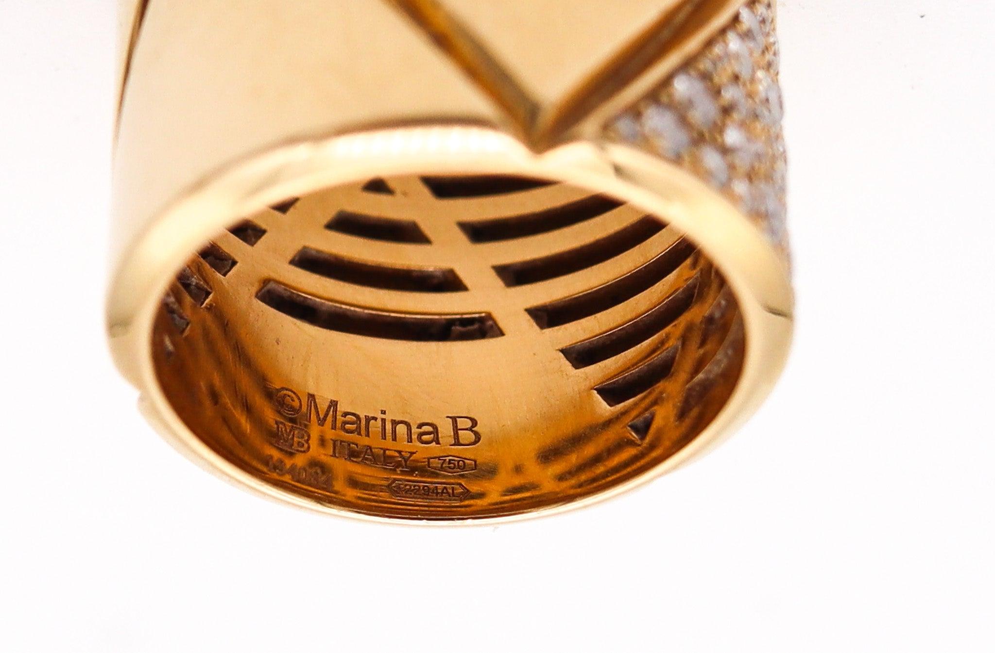 Marina B. 1978 Milano Anello Triangoli in oro giallo 18Kt con 1,05 Ctw di diamanti In condizioni ottime in vendita a Miami, FL