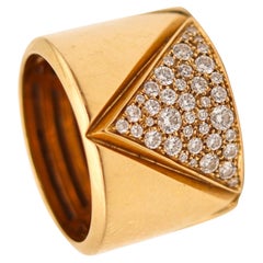 MARINA B. 1978 Milano Triangoli Bague en or jaune 18 carats avec 1,05 carat de diamants