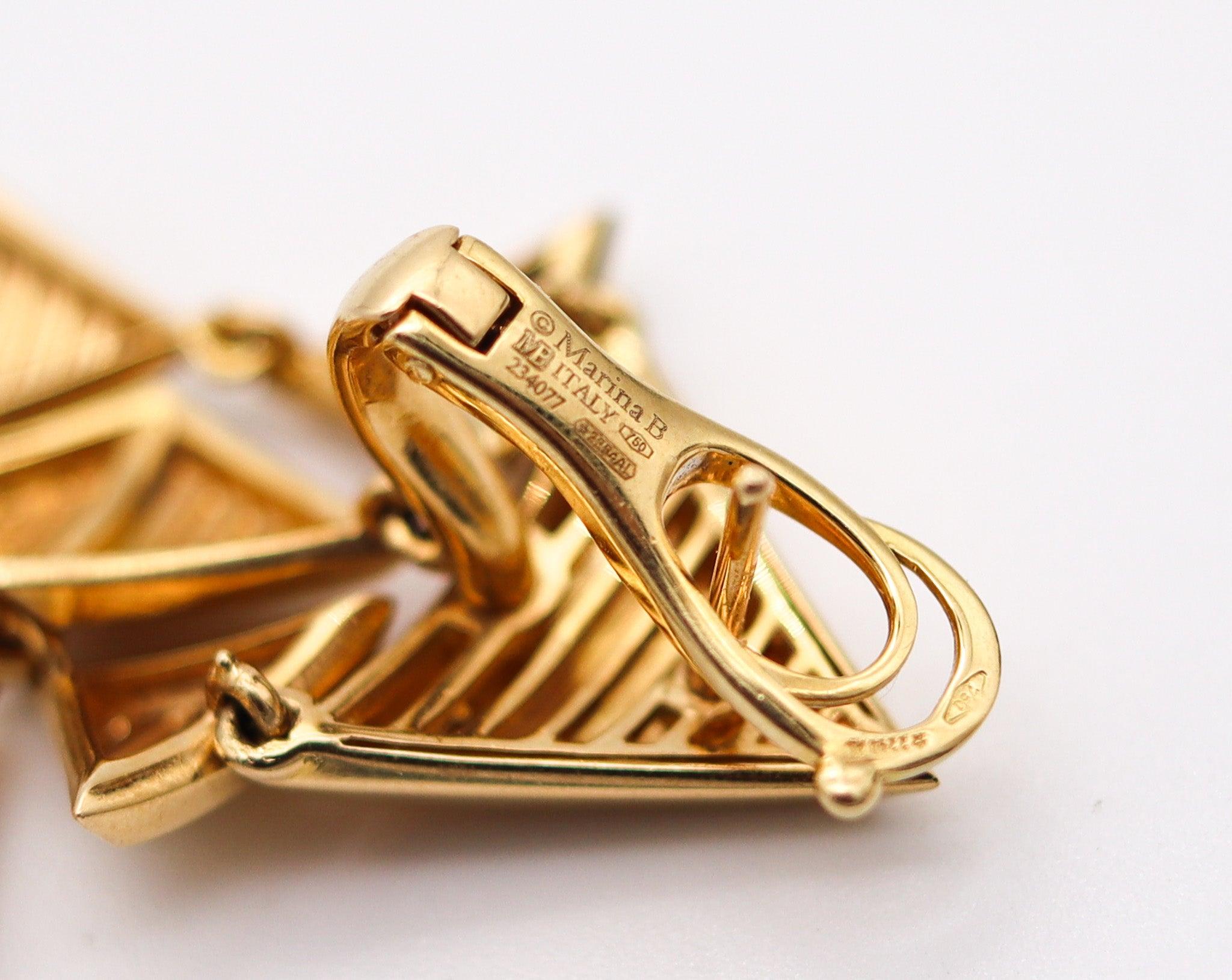 MARINA B. 1978 Milano Triangoli Single dangle Ohrringe-Anhänger aus 18 Karat Gelbgold im Angebot 1