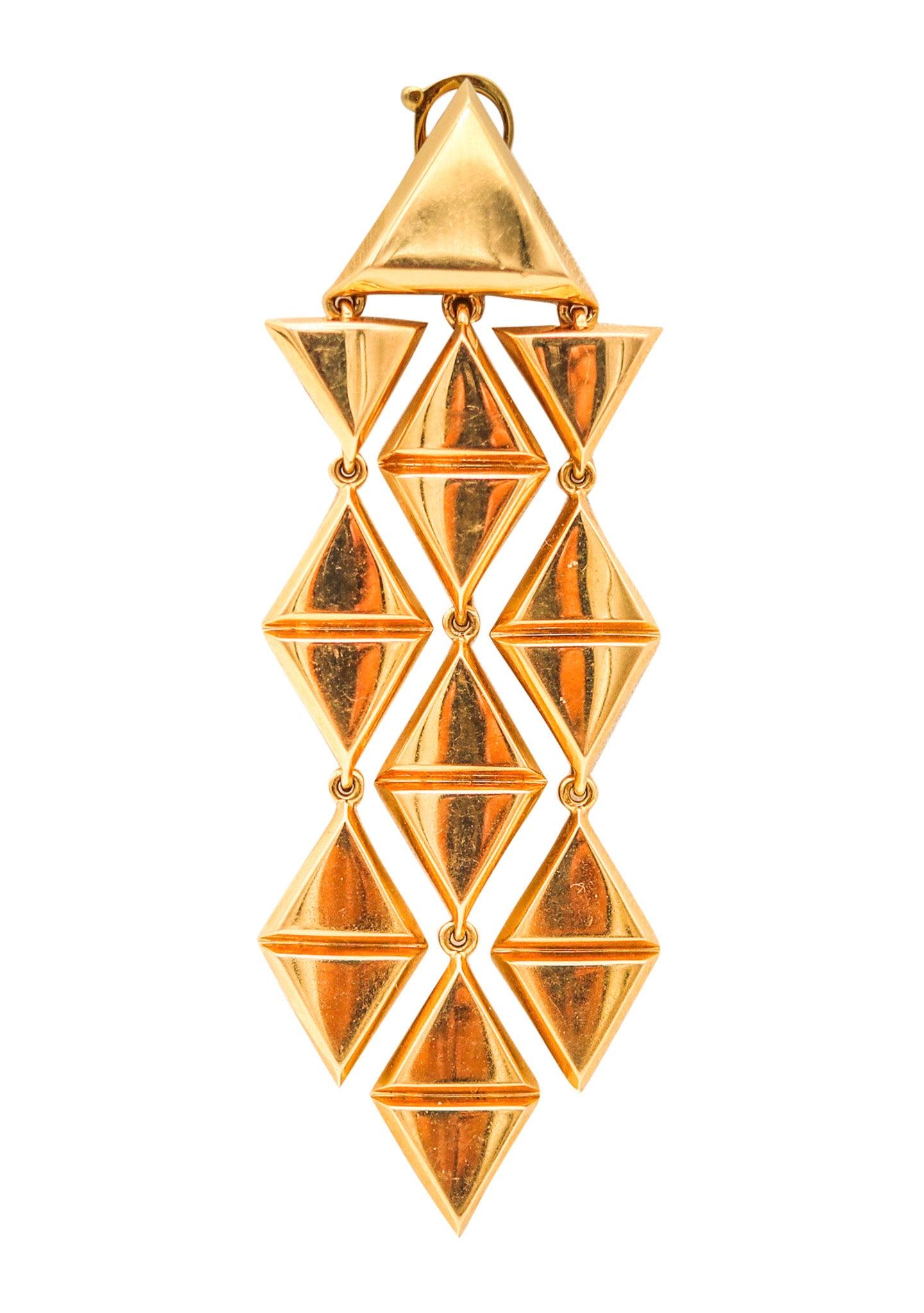 MARINA B. 1978 Milano Triangoli Single dangle Earrings-Pendant 18Kt Yellow Gold