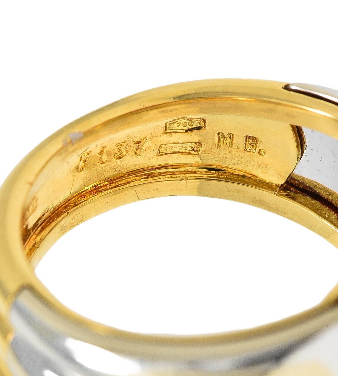 Marina B. 1980er Jahre Vintage-Ring aus 18 Karat zweifarbigem Gold mit Turmalin, Amethyst und Topas 4