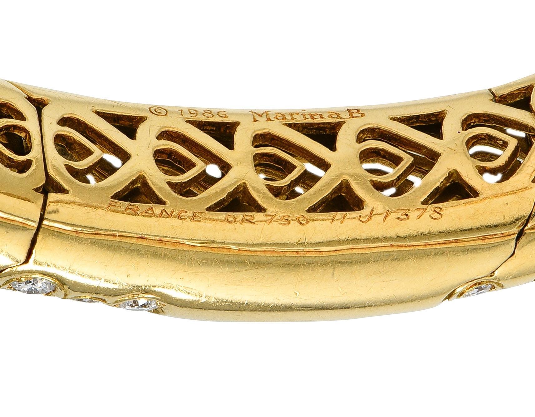 Marina B. 1986 Französisch 7,44 CTW Diamant 18K Gold Vintage Écume Halskette Neklace Damen im Angebot