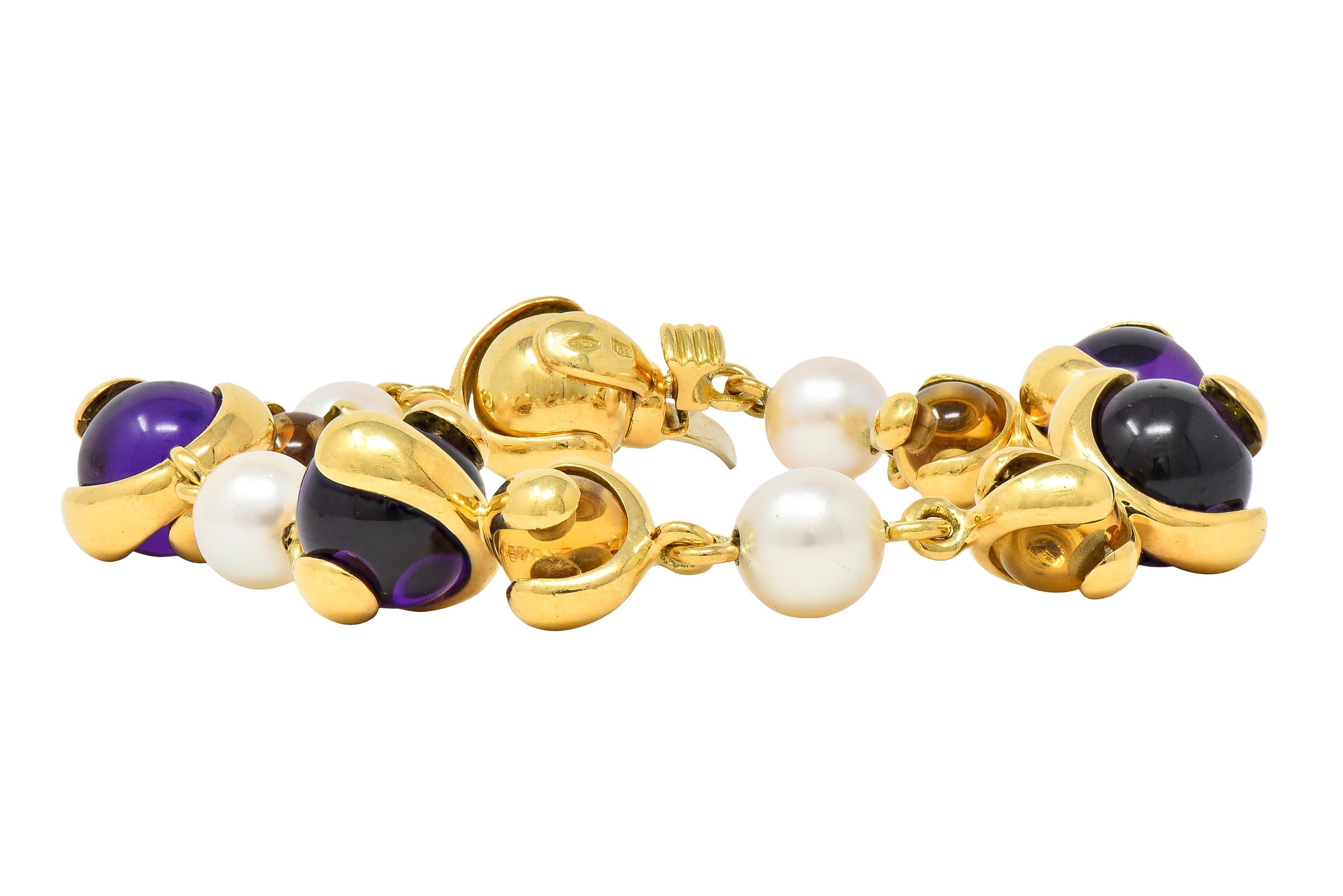 Marina B. Bracelet de perles d'améthyste et de citrine en or jaune 18 carats. en vente 6