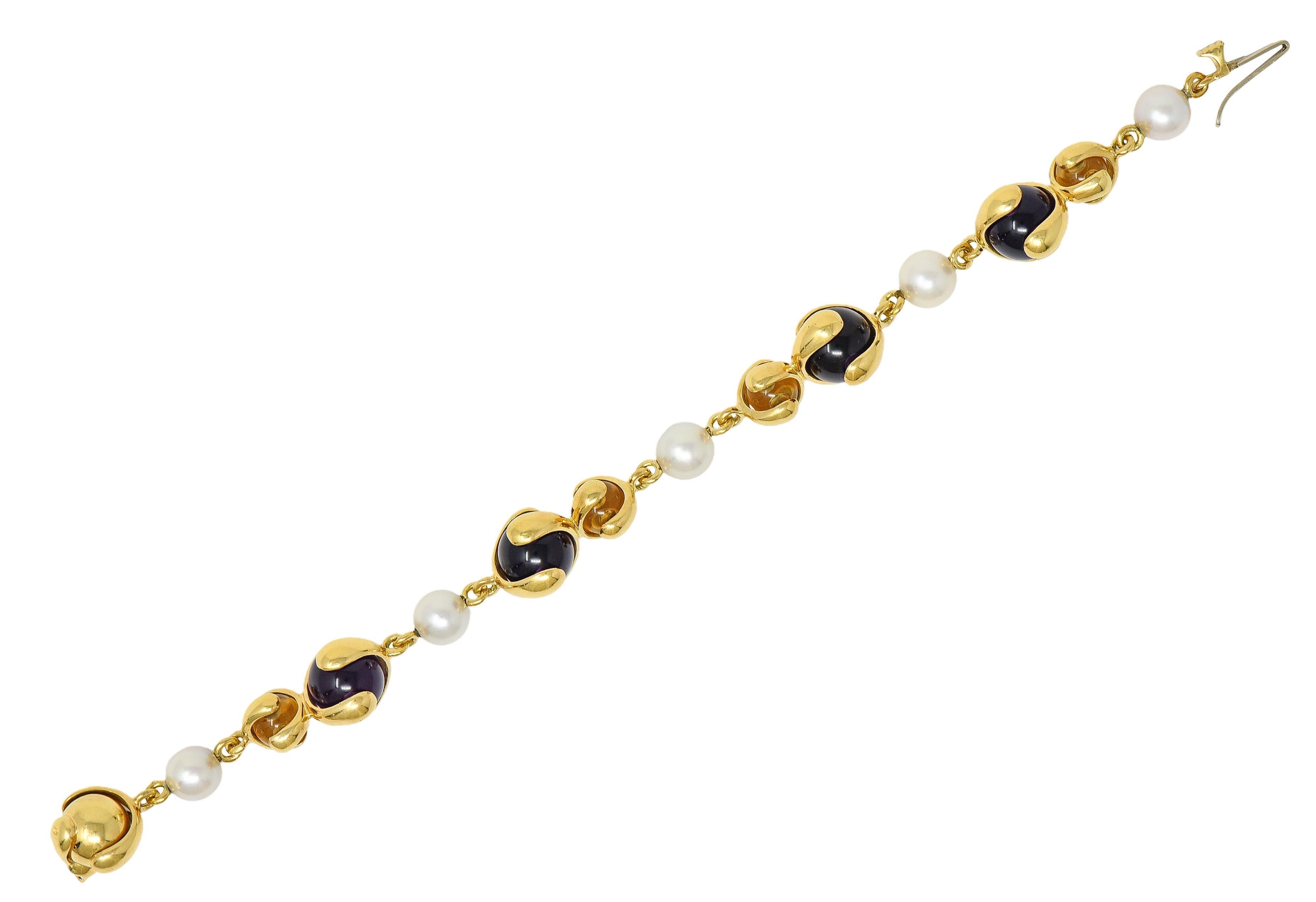 Contemporain Marina B. Bracelet de perles d'améthyste et de citrine en or jaune 18 carats. en vente