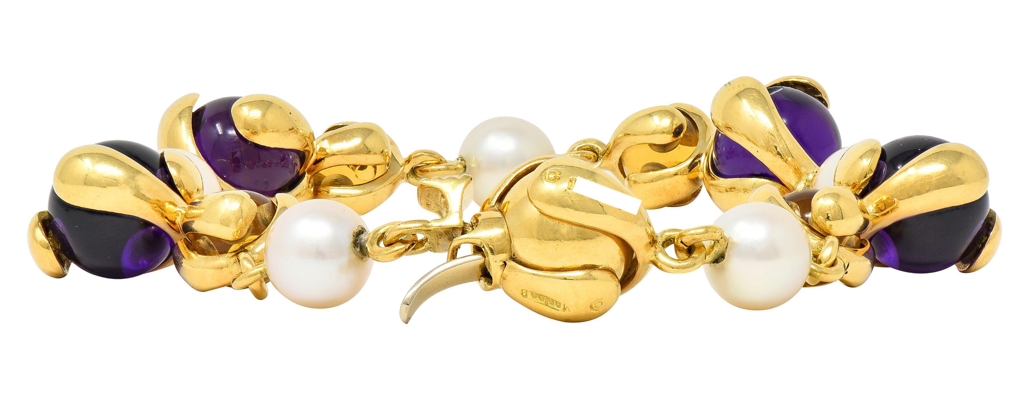 Marina B. Bracelet de perles d'améthyste et de citrine en or jaune 18 carats. en vente 2