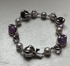 Marina B Amethyst and Grey Pearl Cardan Bracelet
