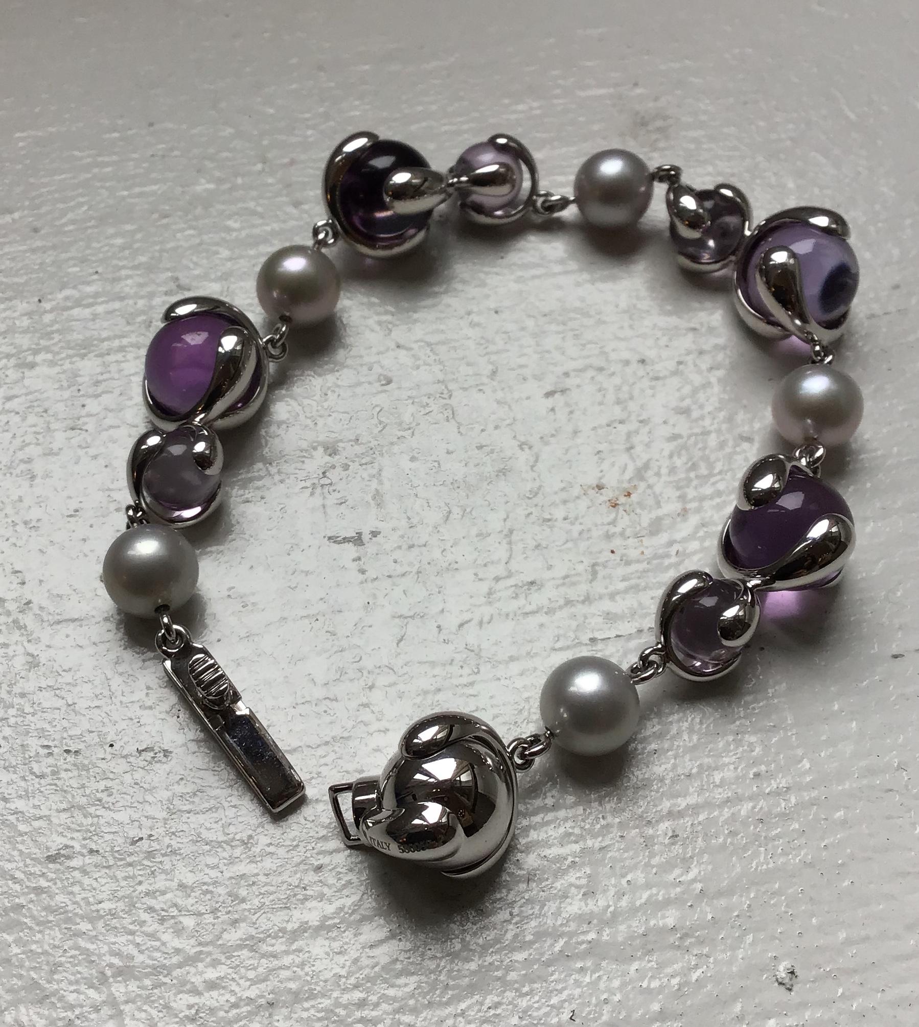Marina B Amethyst and Grey Pearl Cardan Bracelet In New Condition For Sale In New York, NY