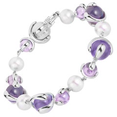 Marina B Amethyst and Grey Pearl Cardan Bracelet