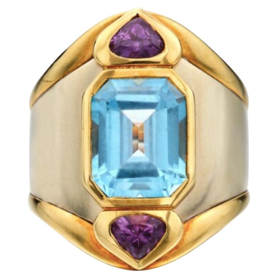 Marina B Amethyst and Topaz Ring For Sale
