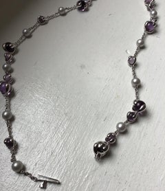 Marina B Amethyst Bead and Pearl Cardan Necklace